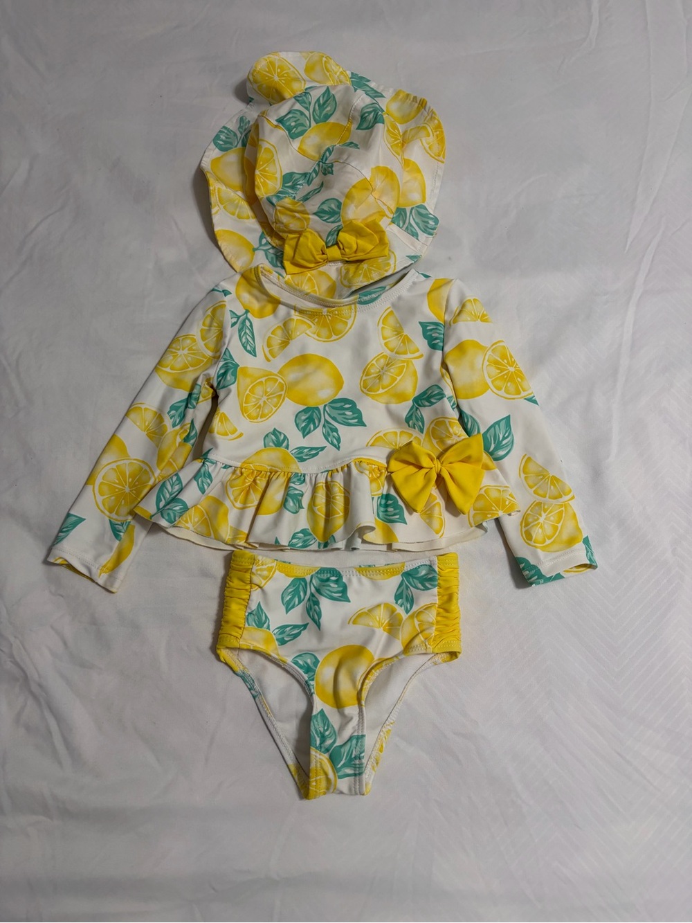 Tommy Bahama Yellow Lemon Print Toddler Swim Set with Hat